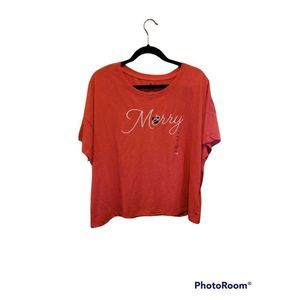 Minnie Holiday Short Sleeve Top Large NWT